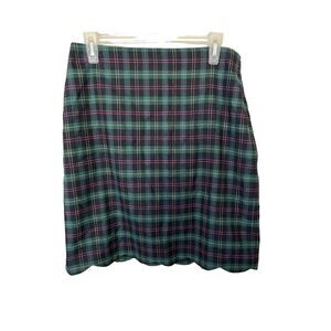 Talbots Tartan Green Scallop Hem Lined Skirt Size 6 NWT‎